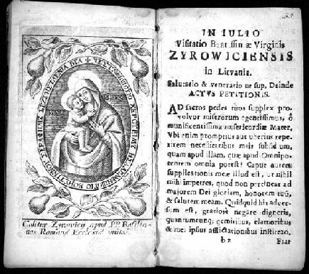    .     Methodus peregrinationis menstruae Marianae ad imagines Deiparae Virginis per ditiones regni Poloniae et M. Ducatus Lituaniae  Vilnae: Typis Academicis, [1684].